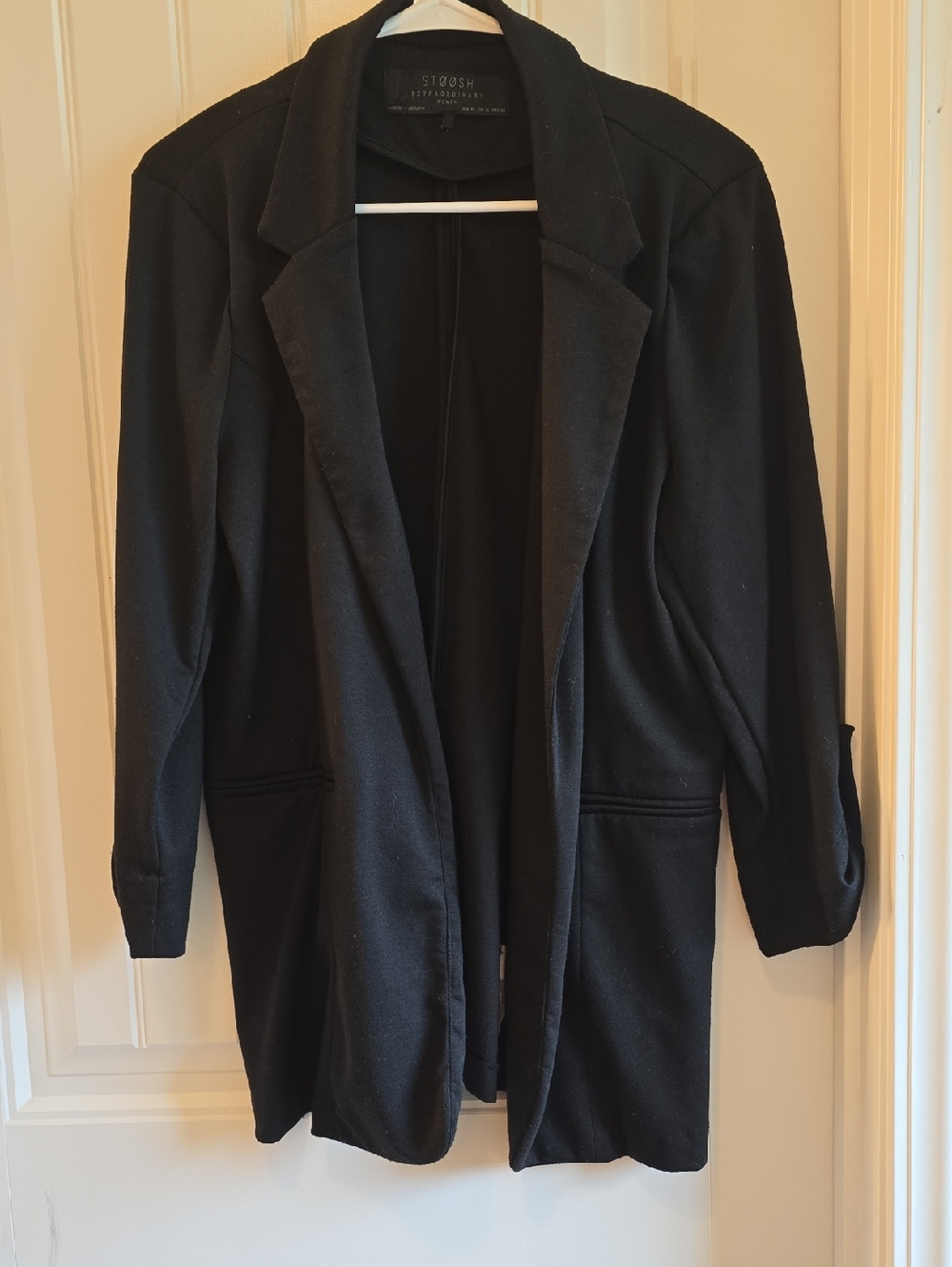 Stoosh Black Longline Open Blazer